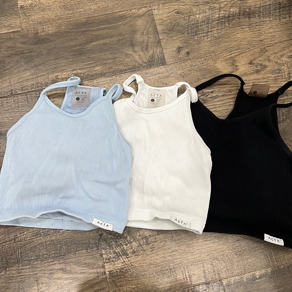 Acta Sports Bra Tank Bundle in White, baby blue, and black Racerback - Picture 1 of 8